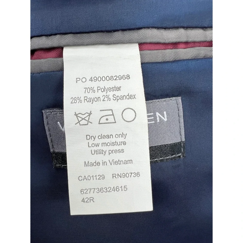 Van Heusen Flex Blazer Mens 42R Blue Plaid Slim Fit Sport Coat Exc 42 Regular
